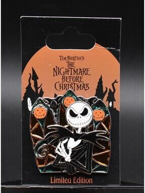 Disney Nightmare Before Christmas Stained Glass Window Jack Pumpkin LE Pin (C7)